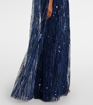 Ruby sequined caped gown | Jenny Packham