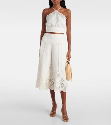 Kaius lace-trimmed line-blend midi skirt | Simkhai