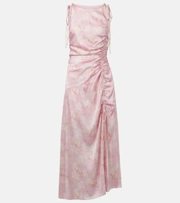 Robe midi en satin à fleurs | Ganni