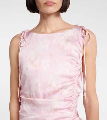 Robe midi en satin à fleurs | Ganni