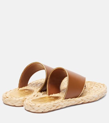 Amalfi leather-trimmed espadrille slides | Paris Texas