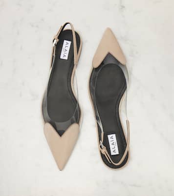 Cœur suede and PVC slingback ballet flats | Alaïa