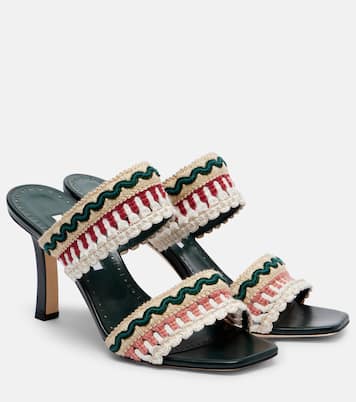 Mabeco 90 leather-trimmed knitted mules | Manolo Blahnik