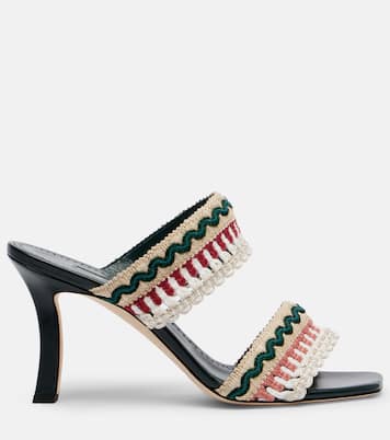 Mabeco 90 leather-trimmed knitted mules | Manolo Blahnik