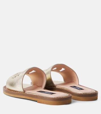 DG metallic leather slides | Dolce&Gabbana Kids