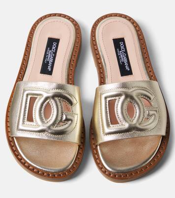 DG metallic leather slides | Dolce&Gabbana Kids
