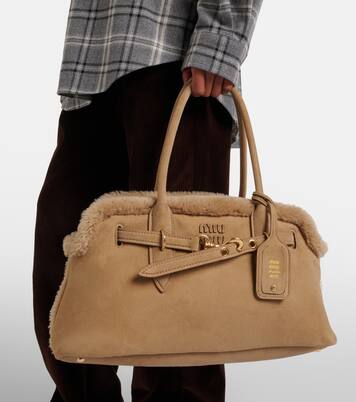 Bolso Adventure de ante con borrego | Miu Miu