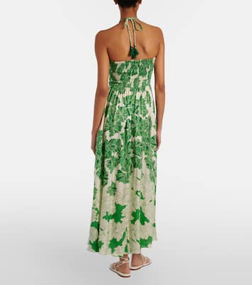 Avril floral halterneck satin maxi dress | Poupette St Barth