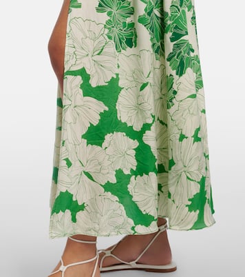 Avril floral halterneck satin maxi dress | Poupette St Barth