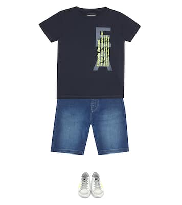 Logo stretch-cotton T-shirt | Emporio Armani Kids