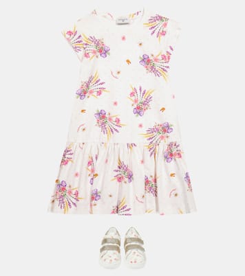 Floral stretch-cotton jersey dress | Monnalisa