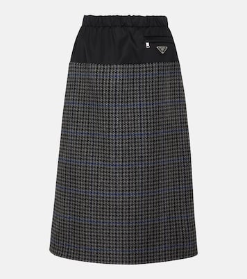 Gonna midi in lana vergine e nylon | Prada