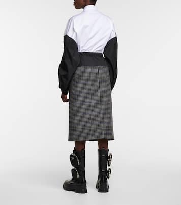 Gonna midi in lana vergine e nylon | Prada