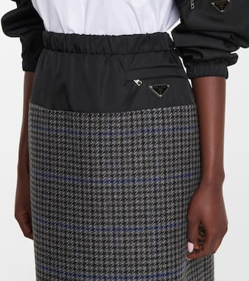 Gonna midi in lana vergine e nylon | Prada