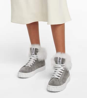 Shearling-lined suede sneakers | Miu Miu