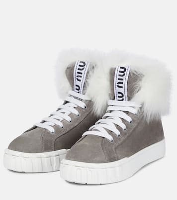 Shearling-lined suede sneakers | Miu Miu