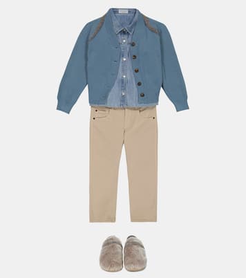 Cardigan en coton à ornements | Brunello Cucinelli Kids