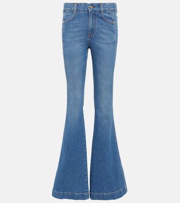 Jeans flared a vita media con logo | Stella McCartney