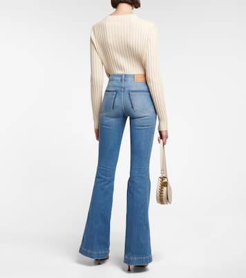 Jeans flared a vita media con logo | Stella McCartney