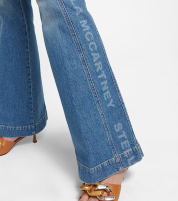 Jeans flared a vita media con logo | Stella McCartney
