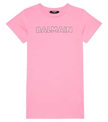 Abito in jersey di cotone con logo | Balmain Kids