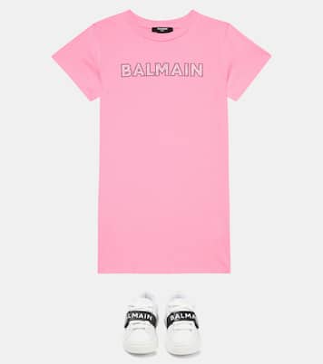Abito in jersey di cotone con logo | Balmain Kids