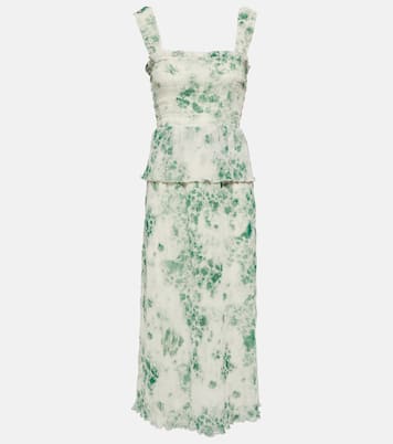 Floral pleated georgette midi dress | Ganni