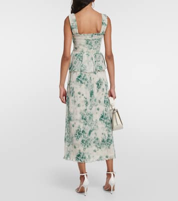 Floral pleated georgette midi dress | Ganni