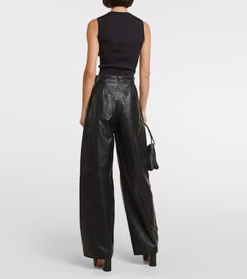 Pantaloni a gamba larga in pelle con pince | Dorothee Schumacher
