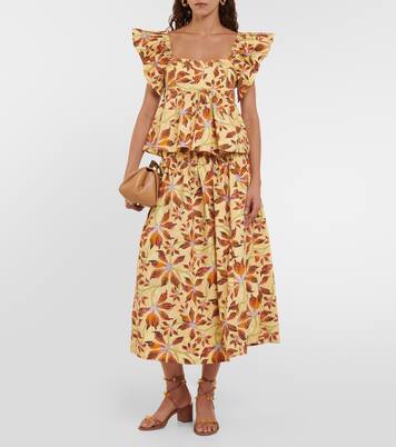 Jupe midi Emmy en coton à fleurs | Ulla Johnson