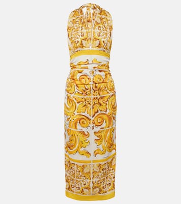 Abito midi Majolica in misto seta | Dolce&Gabbana