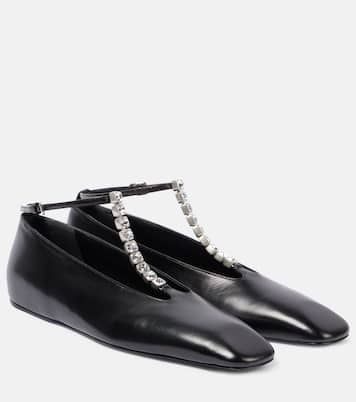Embellished leather ballet flats | Jil Sander