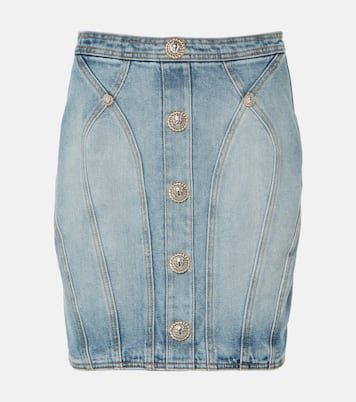 Minifalda en denim de tiro alto | Balmain