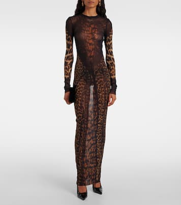 Leopard-printed mesh maxi dress | Jean Paul Gaultier