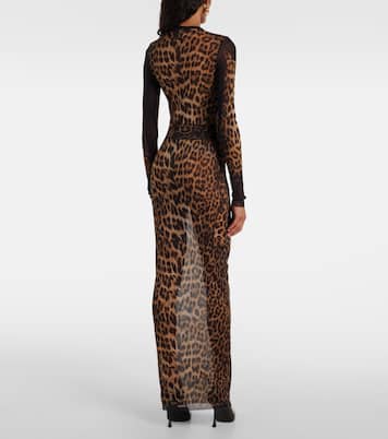 Leopard-printed mesh maxi dress | Jean Paul Gaultier