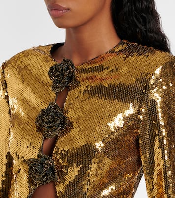 Gloria floral-appliqué sequined minidress | Rebecca Vallance