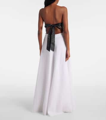 Neferu leather-trimmed linen maxi dress | Gabriela Hearst