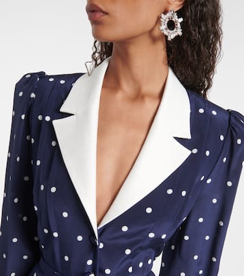 Robe chemise en satin de soie à pois | Alessandra Rich