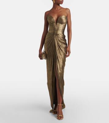 Alessandra gathered silk bustier gown | Maria Lucia Hohan