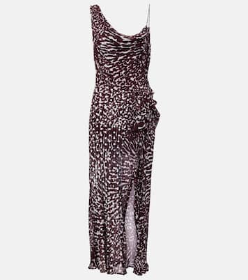Abito midi monospalla drappeggiato con stampa | Dries Van Noten