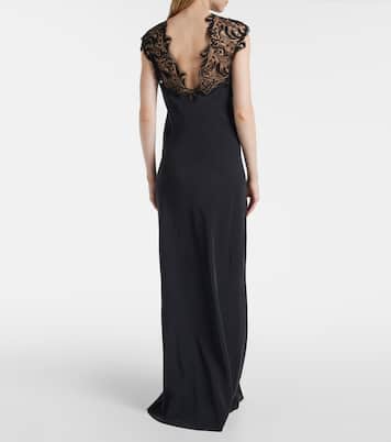Robe longue en soie et dentelle | Ferragamo