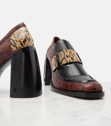 Tylor 95 snake-effect leather loafer pumps | Jimmy Choo