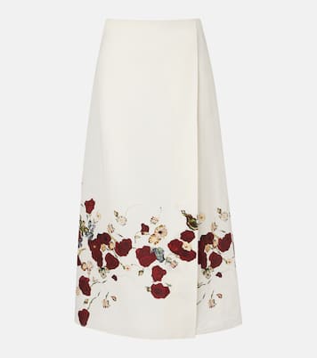 Demi floral silk and cotton midi skirt | Khaite