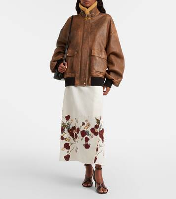 Demi floral silk and cotton midi skirt | Khaite