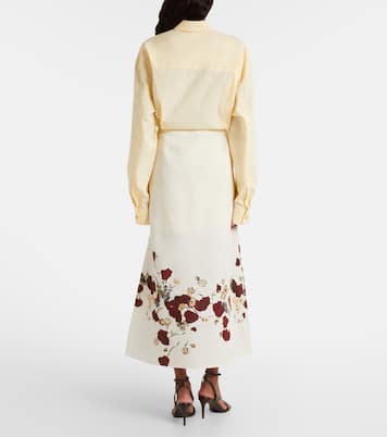 Demi floral silk and cotton midi skirt | Khaite