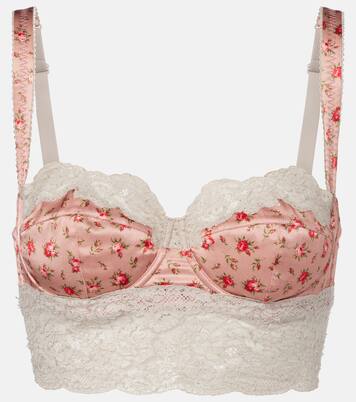 Floral lace-trimmed silk and cotton bra | Dolce&Gabbana