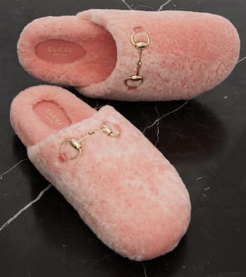 Horsebit shearling mules | Gucci