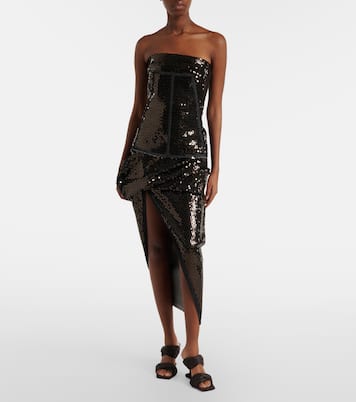Draped sequined denim midi skirt | Rick Owens