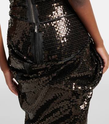 Falda midi de denim con lentejuelas | Rick Owens