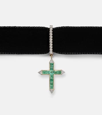 Gargantilla de oro de 14 ct (585/1000) con esmeraldas y diamantes | Mateo